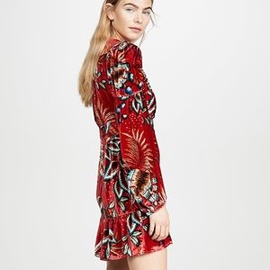 NWT Farm Rio winter leaf velvet dress S